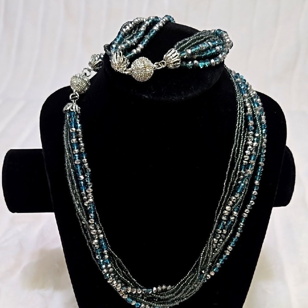 Silver and Blue Multi-Strand Set